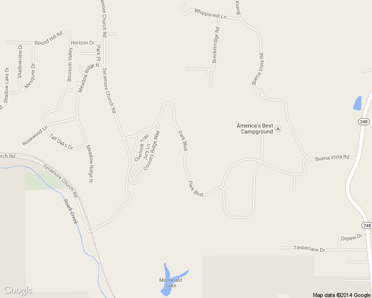 map of restaurants, bars, coffee shops, grocery stores, and more near Park Boulevard in Branson