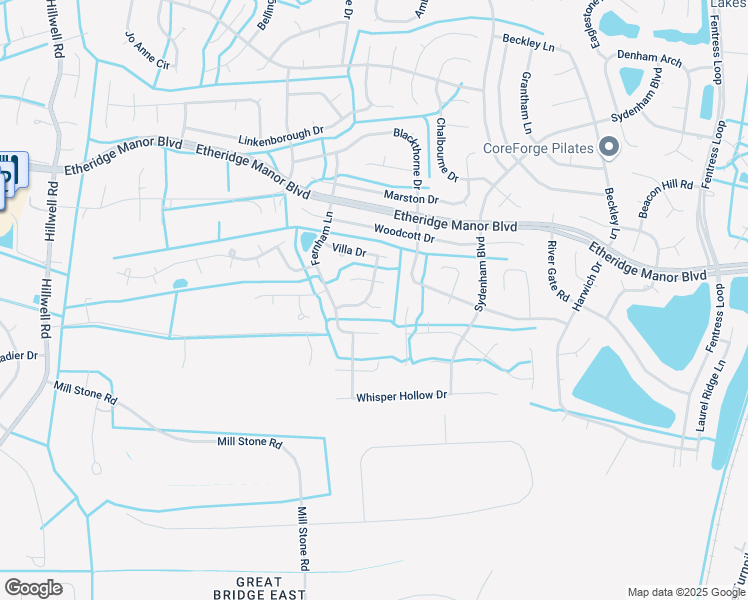 map of restaurants, bars, coffee shops, grocery stores, and more near 1208 Treeland Terrace in Chesapeake