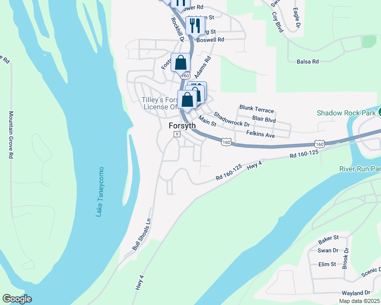 map of restaurants, bars, coffee shops, grocery stores, and more near 303 Lickleider Avenue in Forsyth