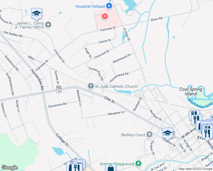 map of restaurants, bars, coffee shops, grocery stores, and more near 101 Forest Pine Road in Franklin