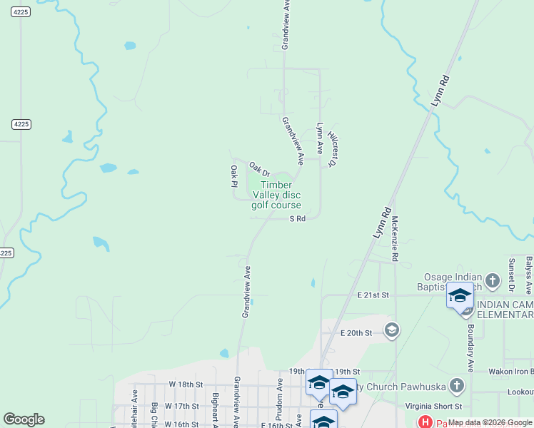 map of restaurants, bars, coffee shops, grocery stores, and more near 2401 Grandview Avenue in Pawhuska
