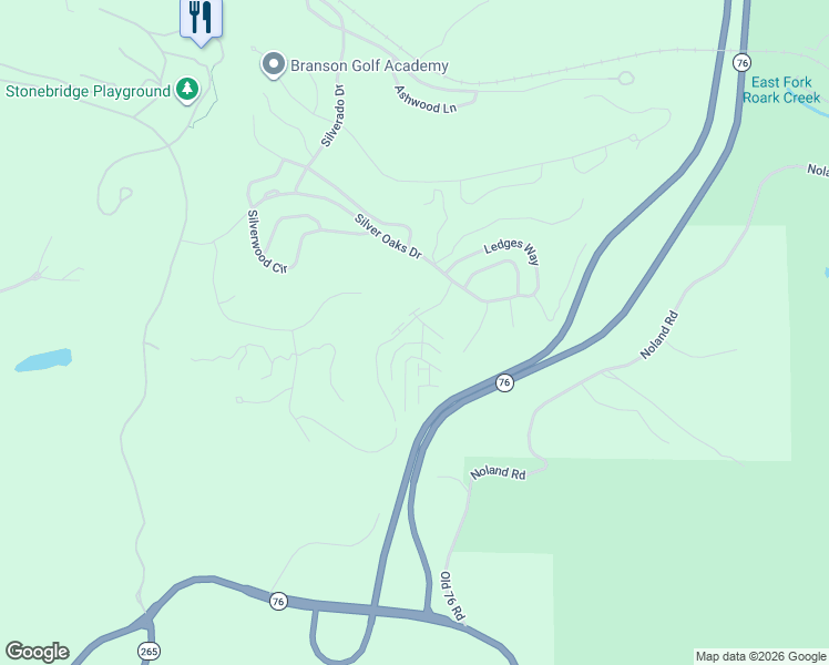 map of restaurants, bars, coffee shops, grocery stores, and more near 31 Birdie Lane in Branson West