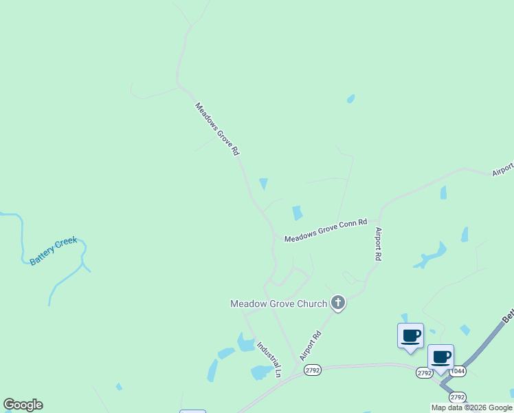 map of restaurants, bars, coffee shops, grocery stores, and more near Meadows Grove Road in Pine Knot