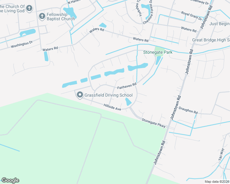 map of restaurants, bars, coffee shops, grocery stores, and more near 1212 Cutspring Road in Chesapeake