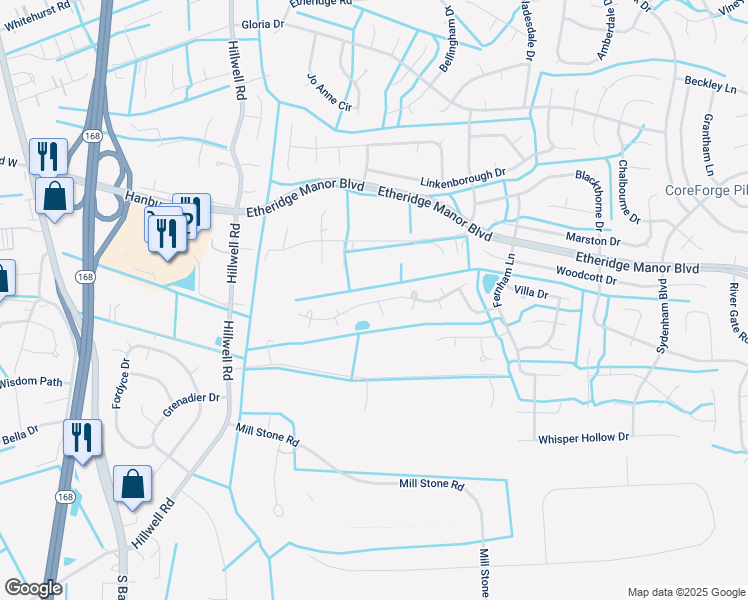 map of restaurants, bars, coffee shops, grocery stores, and more near 432 Trotters Lane in Chesapeake