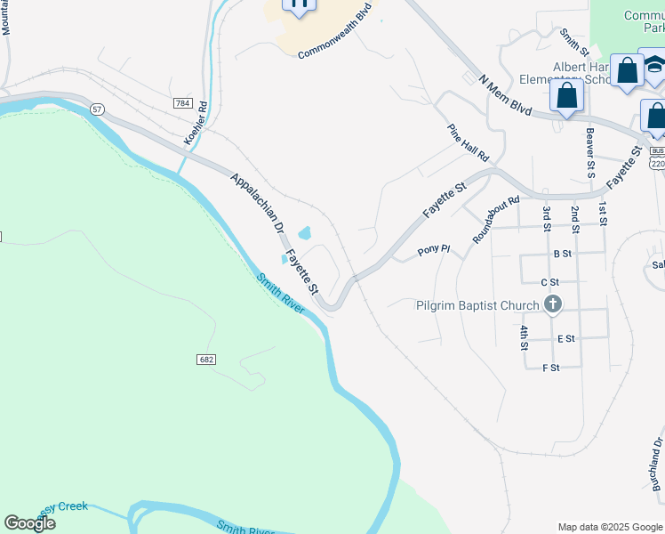 map of restaurants, bars, coffee shops, grocery stores, and more near 1446 West Fayette Street in Martinsville