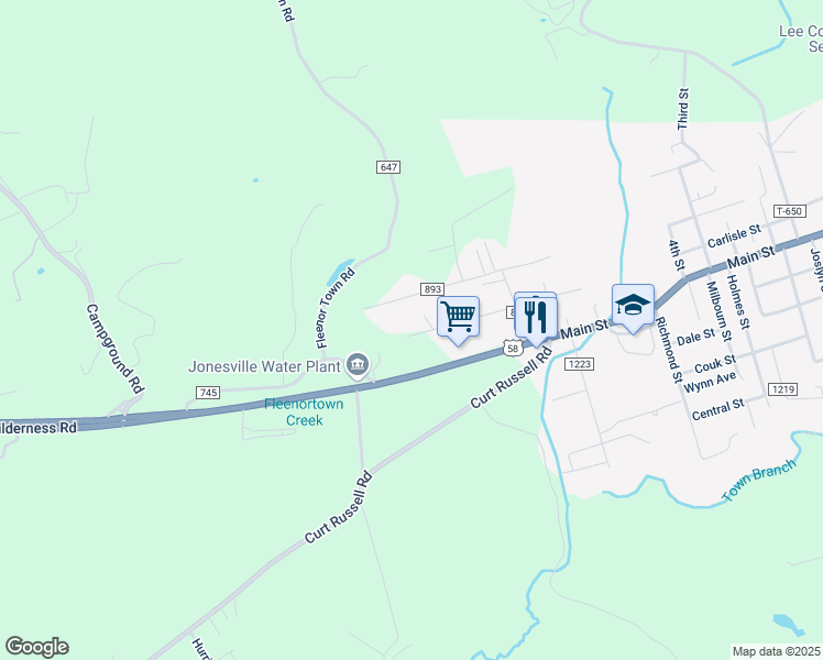 map of restaurants, bars, coffee shops, grocery stores, and more near in Jonesville
