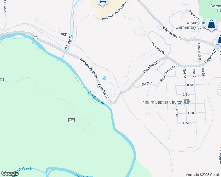 map of restaurants, bars, coffee shops, grocery stores, and more near 1446 Fayette Street in Martinsville