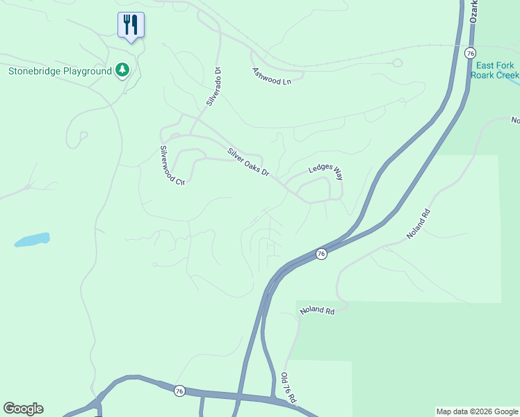 map of restaurants, bars, coffee shops, grocery stores, and more near 1047 Golf Drive in Branson West