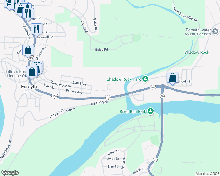 map of restaurants, bars, coffee shops, grocery stores, and more near 189 Pierce Place in Forsyth