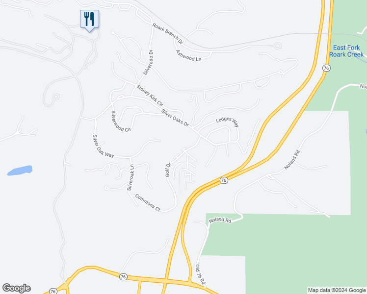 map of restaurants, bars, coffee shops, grocery stores, and more near 1043 Golf Drive in Branson West