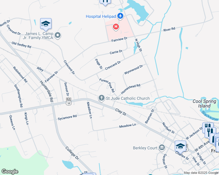 map of restaurants, bars, coffee shops, grocery stores, and more near 114 Forest Pine Road in Franklin