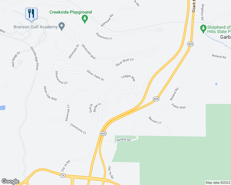 map of restaurants, bars, coffee shops, grocery stores, and more near 1332 Silver Oaks Dr in Branson West