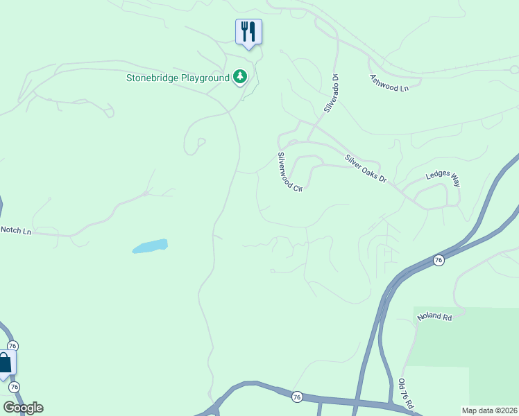 map of restaurants, bars, coffee shops, grocery stores, and more near 1-125 Silver Oak Way in Reeds Spring