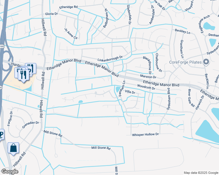 map of restaurants, bars, coffee shops, grocery stores, and more near 516 Trotters Lane in Chesapeake