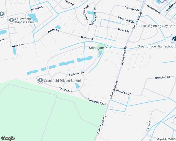 map of restaurants, bars, coffee shops, grocery stores, and more near 1116 Fairhaven Road in Chesapeake