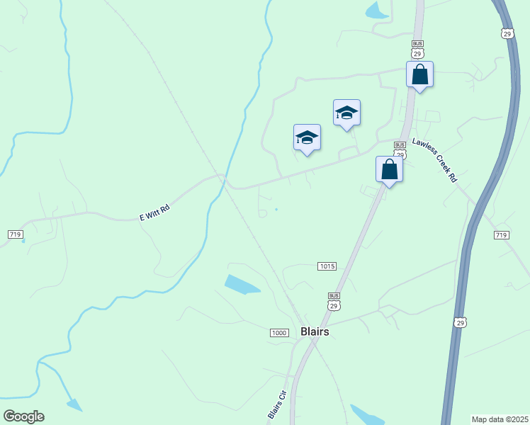 map of restaurants, bars, coffee shops, grocery stores, and more near 181 Witt Lane in Blairs