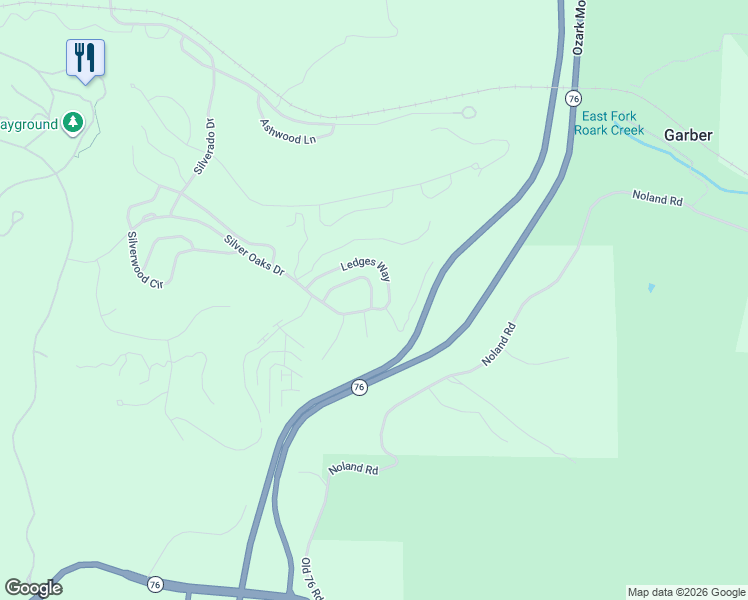 map of restaurants, bars, coffee shops, grocery stores, and more near 924 Ledges Way in Branson West