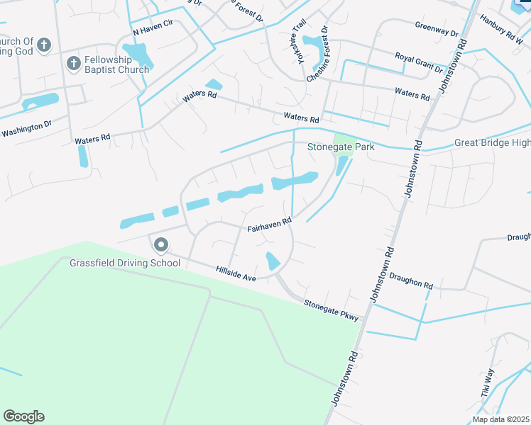 map of restaurants, bars, coffee shops, grocery stores, and more near 1105 Cutspring Road in Chesapeake
