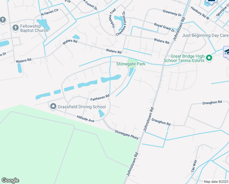 map of restaurants, bars, coffee shops, grocery stores, and more near 1116 Fairhaven Road in Chesapeake