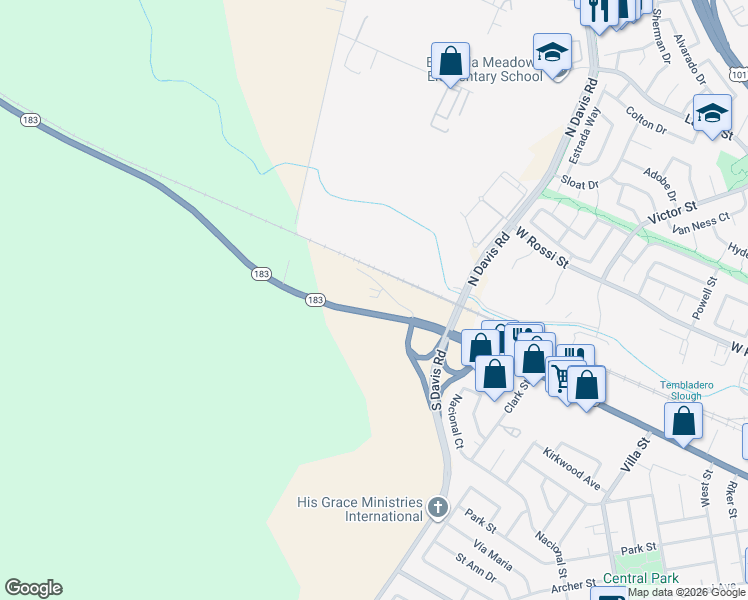 map of restaurants, bars, coffee shops, grocery stores, and more near 1210 West Market Street in Salinas
