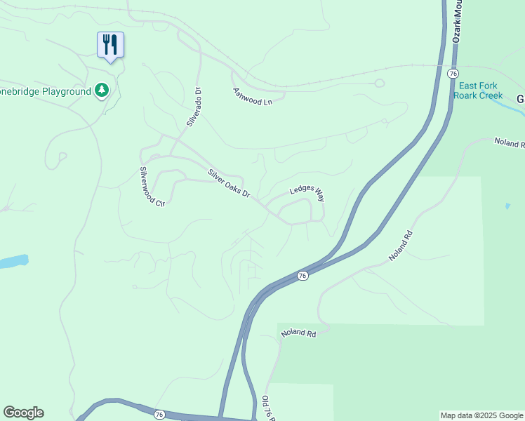map of restaurants, bars, coffee shops, grocery stores, and more near 1001 Golf Drive in Branson West