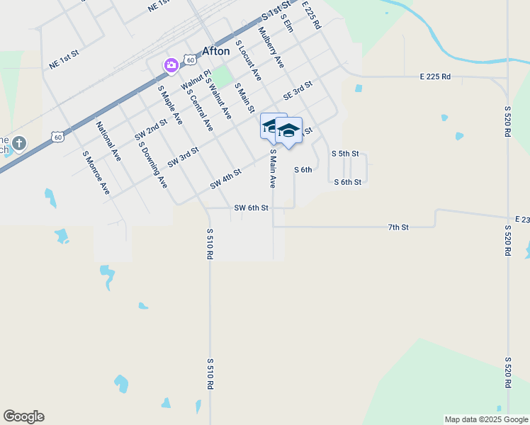 map of restaurants, bars, coffee shops, grocery stores, and more near 615 South Main Street in Afton