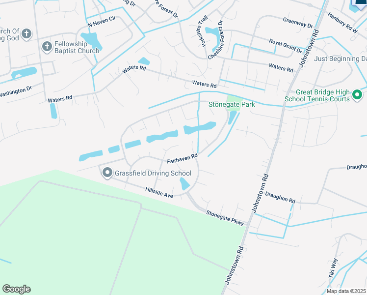map of restaurants, bars, coffee shops, grocery stores, and more near 1101 Cutspring Road in Chesapeake