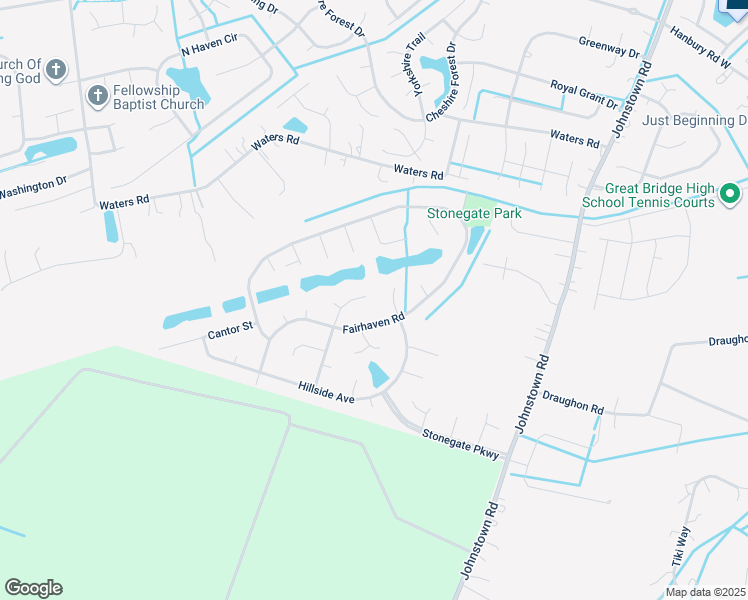 map of restaurants, bars, coffee shops, grocery stores, and more near 1101 Cutspring Road in Chesapeake