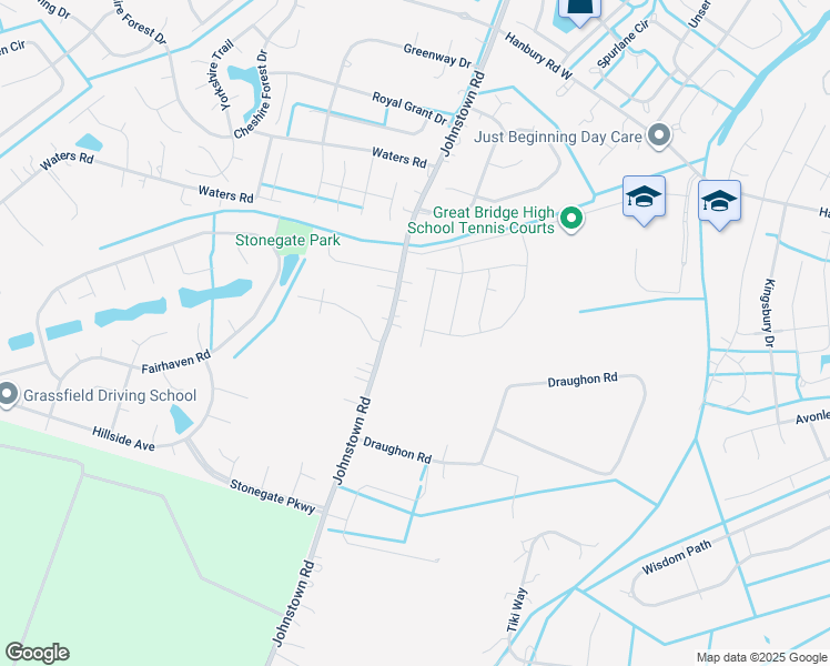 map of restaurants, bars, coffee shops, grocery stores, and more near 1128 Magdolna Drive in Chesapeake