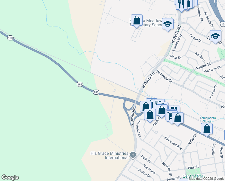map of restaurants, bars, coffee shops, grocery stores, and more near 1200 West Market Circle in Salinas