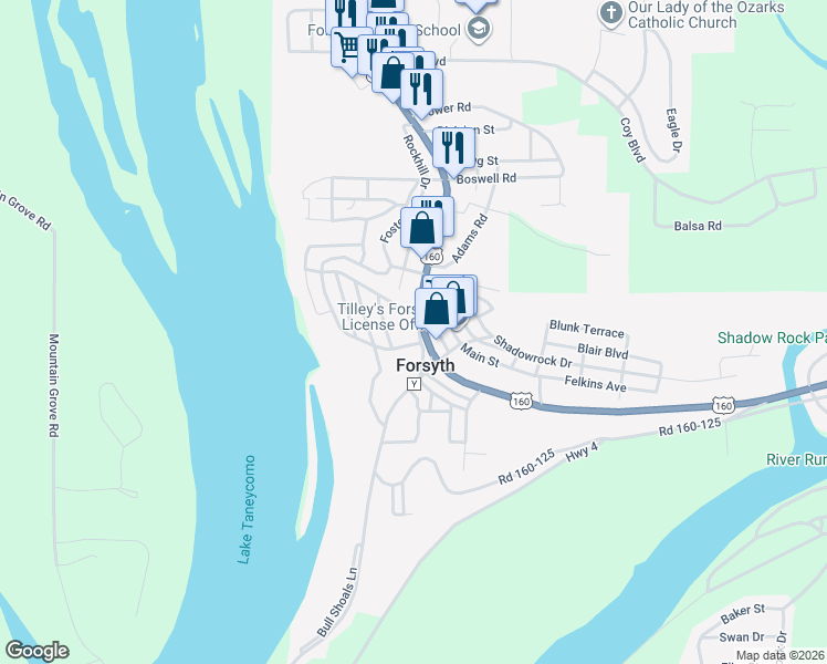 map of restaurants, bars, coffee shops, grocery stores, and more near in Forsyth