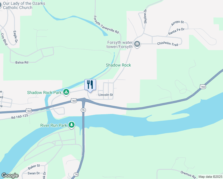 map of restaurants, bars, coffee shops, grocery stores, and more near 187 School Street in Forsyth
