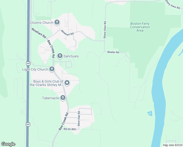 map of restaurants, bars, coffee shops, grocery stores, and more near 156 Hickory Ridge Court in Branson
