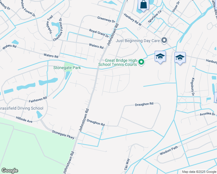 map of restaurants, bars, coffee shops, grocery stores, and more near 1132 George Olah Drive in Chesapeake