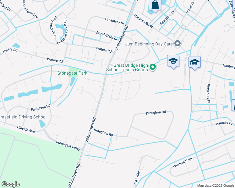 map of restaurants, bars, coffee shops, grocery stores, and more near 1132 George Olah Drive in Chesapeake