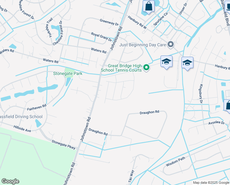 map of restaurants, bars, coffee shops, grocery stores, and more near 1129 George Olah Drive in Chesapeake