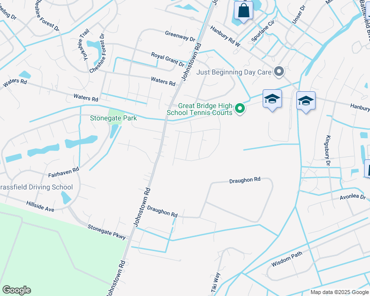 map of restaurants, bars, coffee shops, grocery stores, and more near 1128 George Olah Drive in Chesapeake