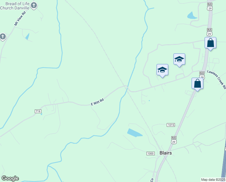 map of restaurants, bars, coffee shops, grocery stores, and more near 936 East Witt Road in Blairs