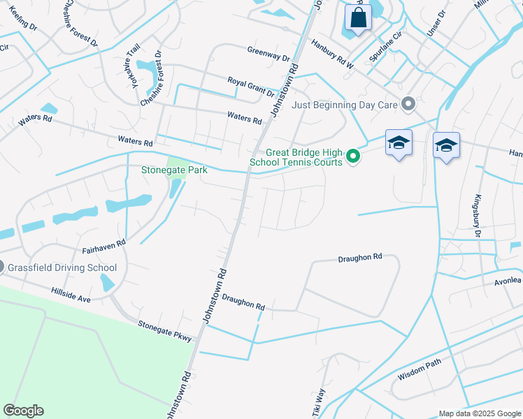 map of restaurants, bars, coffee shops, grocery stores, and more near 1112 Magdolna Drive in Chesapeake