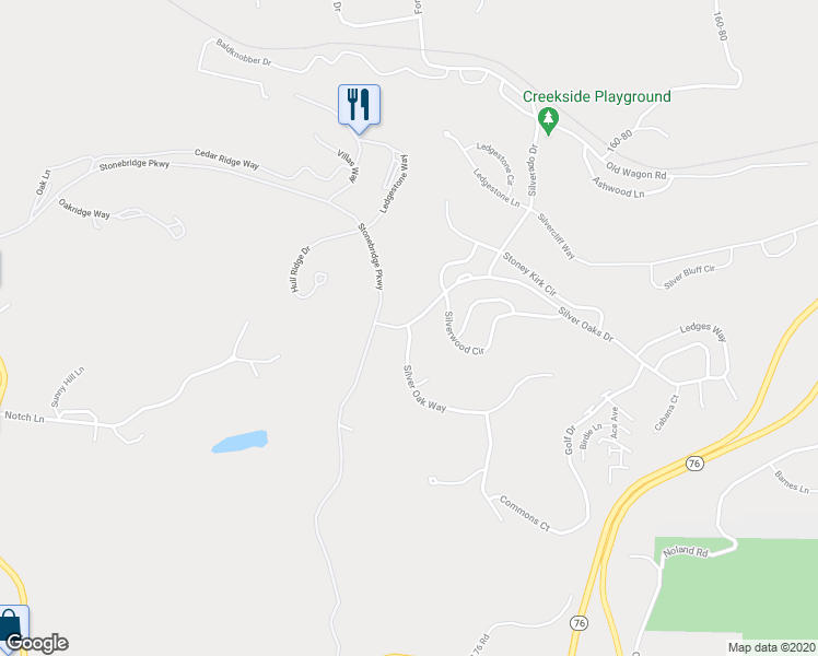 map of restaurants, bars, coffee shops, grocery stores, and more near 1 Silver Oak Way in Reeds Spring