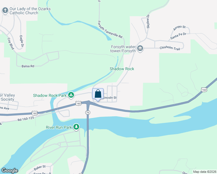 map of restaurants, bars, coffee shops, grocery stores, and more near 226 Cedar Street in Forsyth