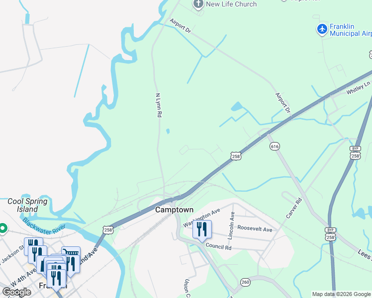 map of restaurants, bars, coffee shops, grocery stores, and more near 33265 North Lynn Road in Franklin
