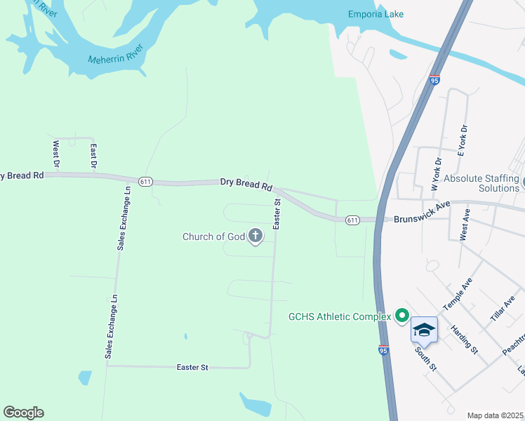 map of restaurants, bars, coffee shops, grocery stores, and more near 26 Calloway Street in Emporia