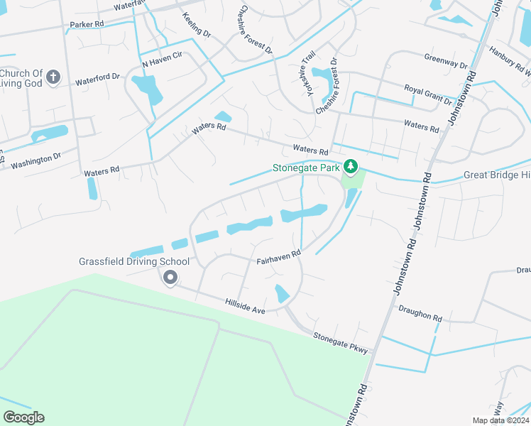 map of restaurants, bars, coffee shops, grocery stores, and more near 1114 Rockland Terrace in Chesapeake