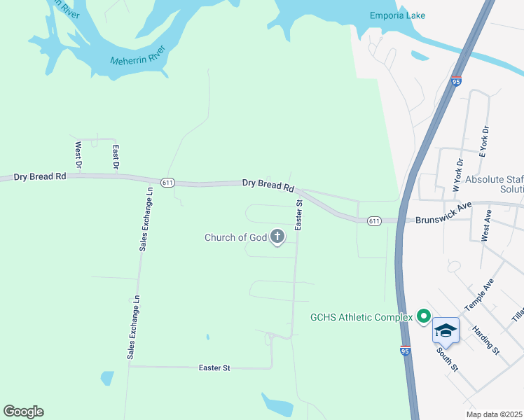 map of restaurants, bars, coffee shops, grocery stores, and more near 44 Calloway Street in Emporia