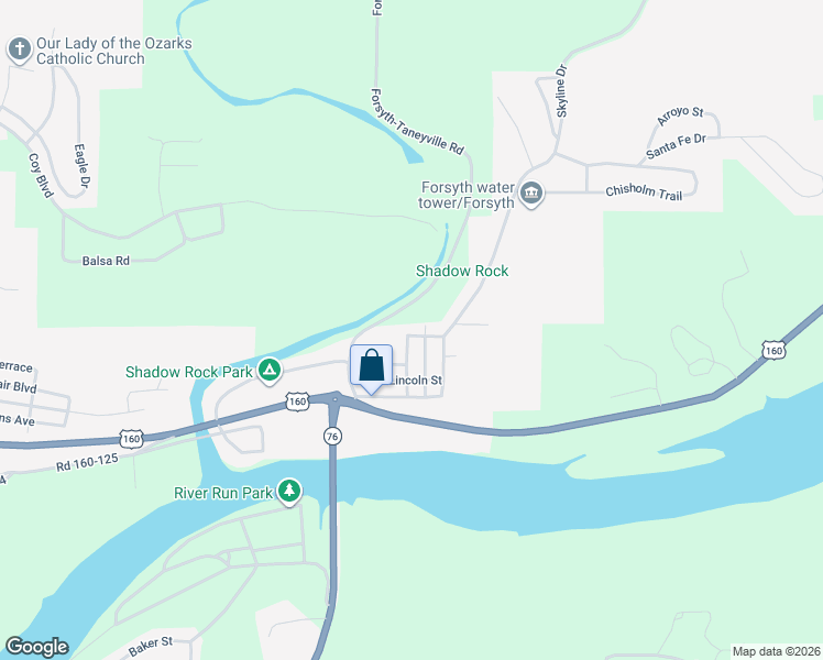 map of restaurants, bars, coffee shops, grocery stores, and more near 226 Cedar Street in Forsyth