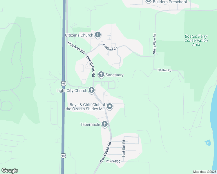 map of restaurants, bars, coffee shops, grocery stores, and more near 140 Rainfall Circle in Branson