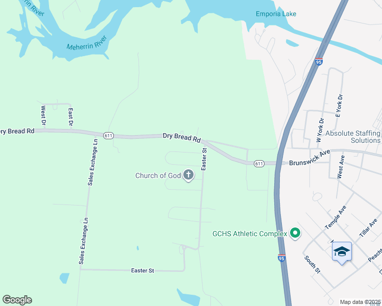 map of restaurants, bars, coffee shops, grocery stores, and more near 44 Calloway Street in Emporia