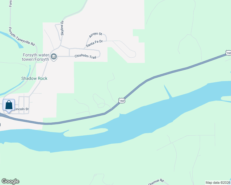 map of restaurants, bars, coffee shops, grocery stores, and more near 18411 U.S. 160 in Forsyth